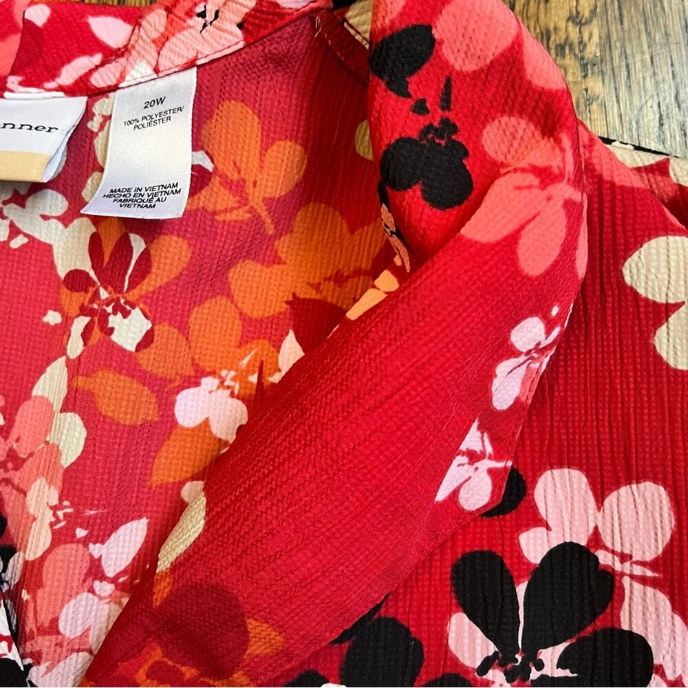 Alfred Dunner Floral Button Down Red Shirt Short Sleeve Vintage Women’s 20 - Picture 5 of 7